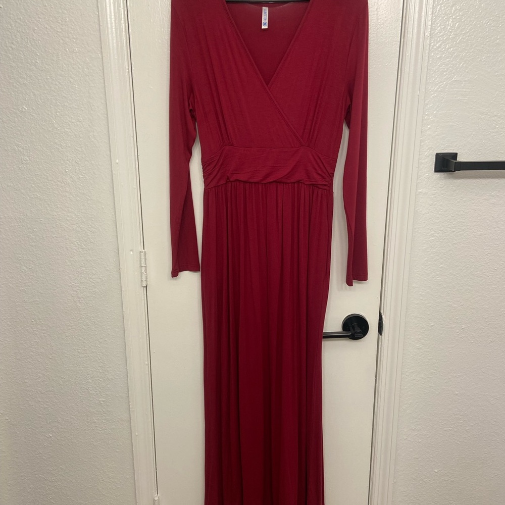 Chic Long Sleeve Red Dress